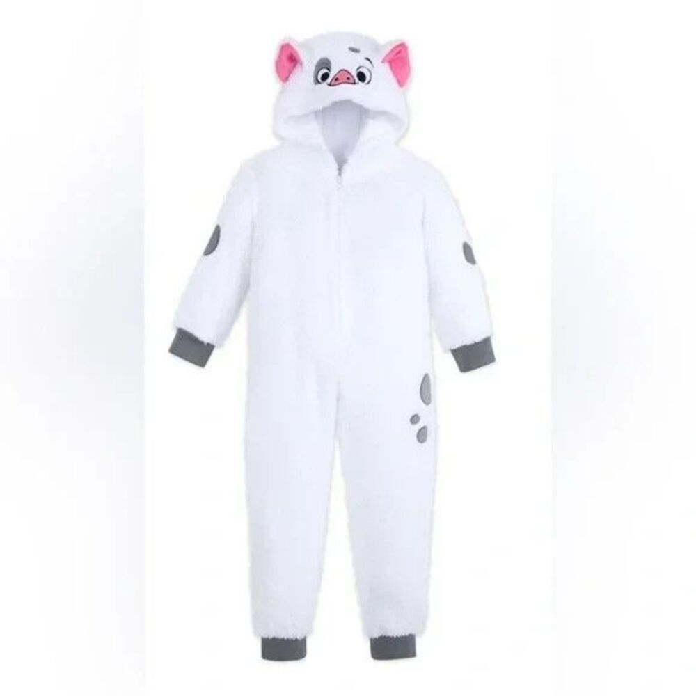 Disney Moana Pua Pig Fleece Hooded One Piece Pajamas Costume Kids 7/8